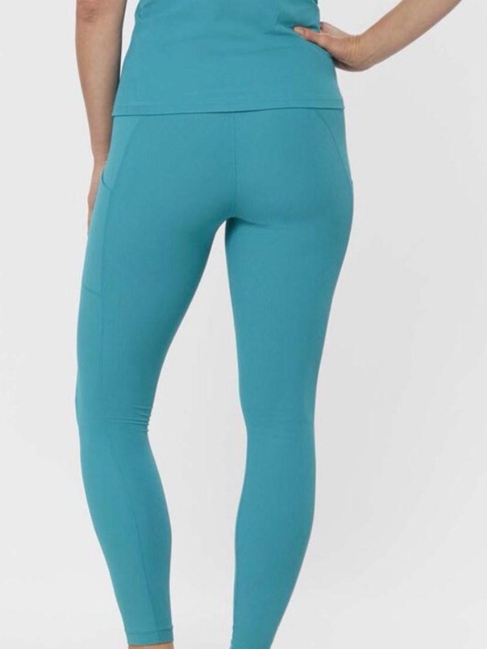 Duluth Trading Company AKHG Ribbed Hiking Leggings Ocean Blue pockets Small